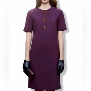 Tory Burch Purple Sheath Dress Short Sleeve,